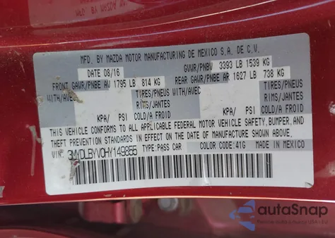 2017 Toyota Yaris Ia from USA, damaged, VIN 3MYDLBYV0HY149855